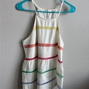 Entro Cream Tank Top with Multicolor Stripes